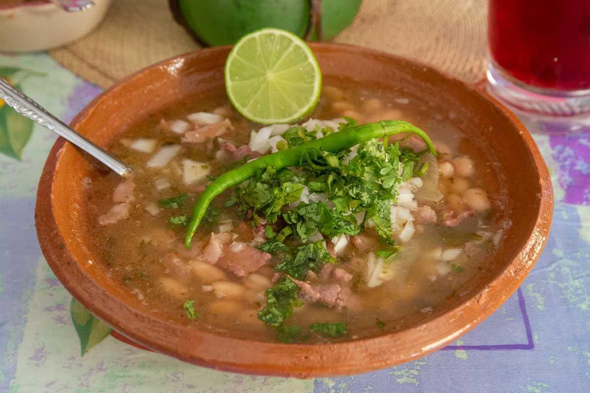 Carne en su jugo: a beef, bean and bacon soup from this area of Jalisco.