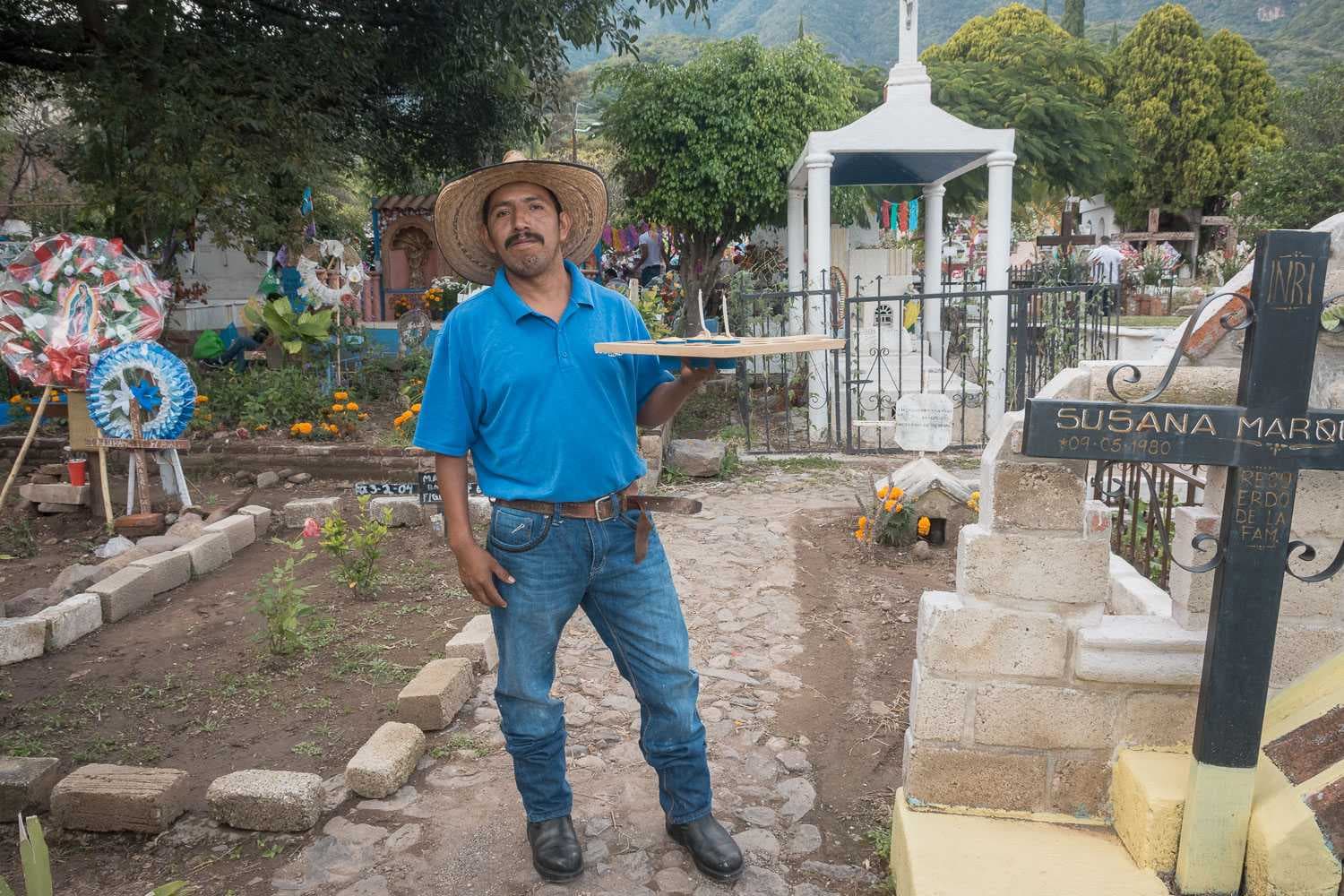 The famous Flavio sells ice cream in the Ajijic cemetery on the Day of the Dead 2019.